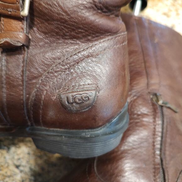 UGG Australia Bellevue Women Brown Leather Sheepskin Lined Boots 5745 Size US 9 - Picture 8 of 11